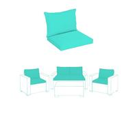 Outdoor patio cushion set with water-resistant, zippered covers. Compatible for Keter Allibert California Rattan Furniture. Durable, weatherproof cushions (Turquoise, 3 Seater Sofa- 6 pieces)