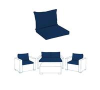 Outdoor patio cushion set with water-resistant, zippered covers. Compatible for Keter Allibert California Rattan Furniture. Durable, weatherproof cushions (Navy Blue, 2 Seater Sofa- 4 pieces)
