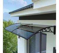 Outdoor Patio Door Awning Canopy - Aluminum Window Cover with Polycarbonate UV & Rain Protection Grey 31.5"x141.7" (80x360cm) for Front Door & Window
