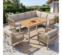 Outdoor Patio Fur Set for 6 8 People Modern Corner Sofa with Solid Wood Table Metal e Woven Rope Design Cushs Slish Garden Loun