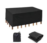 Outdoor Patio Furniture Cover 250x180x65cm Waterproof Heavy Duty 420D Oxford Polyester Windproof & Anti UV Garden Table Cover for Rectangle Table and Chair Set Protect Your Outdoor Furniture