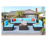 Outdoor Patio Furniture Sets Sectional Rattan Sofa Manual Weaving Wicker Patio Conversation Set with