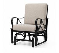 Outdoor Patio Glider Chair, Removable Water Resistant Cushions, Silent Gliding Motion For Garden Porch Balcony, White