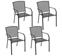 Outdoor Patio Grey 2 Or 4 pcs Stackable Garden Chairs Mesh Design Steel Seats