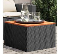 Outdoor Patio Poly Rattan Coffee Table With Wood Top Garden Sofa Side Tables