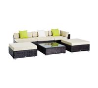 Outdoor Patio Rattan Sofa Set 6pc. PE Wicker Brown Beige Green White 80x80x28cm