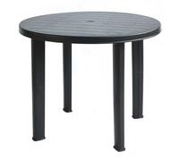 Outdoor Patio Round Black Anthracite Plastic Lightweight Garden Table