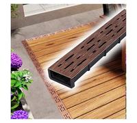 Outdoor Patio Shallow Channel Drain Kit, U Shape Plastic Gutters&Stainless Steels Grate with Wood Grain Finish, for Kitchen/Patio/Laundry Room, 20 inch Long