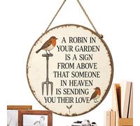 Outdoor Patio Signs Rustic Robin Round Remembrance Ornament