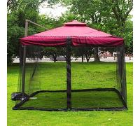 Outdoor Patio Umbrella Mosquito Netting, Square Patio Umbrella Mosquito Nets 3 x 3 x 2.3m, Polyester Parasol Mosquito Net with Zipper Door and Adjustable Rope,Black,300x300x230cm