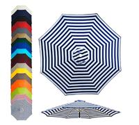 Outdoor Patio Umbrella Replacement Canopy 7.5ft/9ft/10ft/11ft, Waterproof UV Protective Vented, 6/8 Ribs Umbrella Fabric Canopy Cover for Deck Pool and Backyard(Striped blue,(8Rib)350cm)