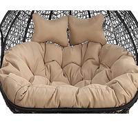 Outdoor Patio Wicker Loveseat Hanging Swing Egg Chair for 2 Persons Double Egg Chair Cushion Included Ideal for Hammock Swing Chair on Patio Backyard or Balcony