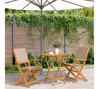 Outdoor Patio Wooden 3 Piece Foldable Garden Bistro Set With 2 Chairs & Table