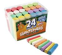 Outdoor Pavement Chalk, 24 Giant Chunky Coloured Chalks for Kids, Garden