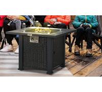 Outdoor PE Rattan Gas Fire Pit Table: Outdoor PE Rattan Gas Fire Pit Table