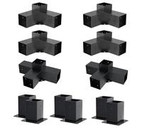 Outdoor Pergola Kit with 3-Way & 4-Way Brackets Rustic Wooden Beams for Gazebos and Patios Black Steel Hardware for Log Cabins and Garden Decor