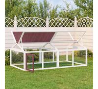 Outdoor Pet Run Box Mocha Pine 200x112.5x74cm Wire Mesh Hutch - Hinged Roof Lock