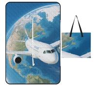 Outdoor Picnic Blanket Waterproof Foldable Beach Blankets Air Plane Sky Aircraft Earth Travel Extra Large Lightweight Picnic Mat for Beach, Spring Camping Grass Lawn Park Accessories 150x100cm