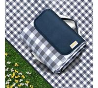 Outdoor Picnic Blankets Waterproof Foldable Sandproof, Extra Large Gingham Cute Picnic Mat Washable Portable for Park Beach Camping Courtyard (Navy Blue, 80"×80")