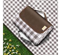 Outdoor Picnic Blankets Waterproof Foldable Sandproof, Large Gingham Cute Picnic Mat Washable Portable for Park Beach Camping Courtyard (Brown, 80"×80")
