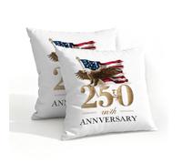 Outdoor Pillow Covers Waterproof Pillowcases 18x18in Set of 2 American 250th Anniversary Words Decorative Throw Cushion Case for Couch Sofa Garden Patio Furniture