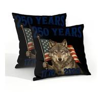 Outdoor Pillow Covers Waterproof Pillowcases 20x20in Set of 2 250th American Wolf Anniversary Decorative Throw Cushion Case for Couch Sofa Garden Patio Furniture