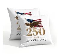 Outdoor Pillow Covers Waterproof Pillowcases 20x20in Set of 2 American 250th Anniversary Words Decorative Throw Cushion Case for Couch Sofa Garden Patio Furniture