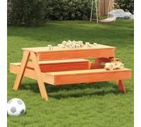 Outdoor Pine Wood Picnic Table with Sandbox, Removable Top for Versatile Garden Use, Sturdy Construction, Excellent Ventilation, Wax Brown Finish