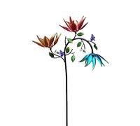 Outdoor Pinwheels Large Wind Wind With Metal With Three Spinning Flowers And Butterflies Windmill Sculpture For Outdoor Yard Garden Art Decoration Spinners Ground (Green, One Size)