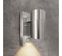 EXTRASTAR Outdoor Wall Lights PIR Motion Sensor, GU10 Base Down Exterior Wall Sconce, IP44 Stainless Steel Single Outdoor Wall Light for Garden, Patio, Balcony, Porch, Garage（Bulb not Included）