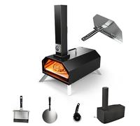 Outdoor Pizza Oven 12" Portable Wood Fired Pellets Pizza Ovens, Stainless Steel Pizza Maker for Backyard or Outside Camping With a Thermometer,a Carry Bag and a Cutter，Pizza Stone