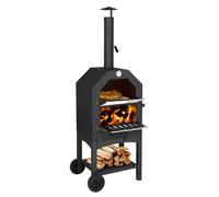 Outdoor Pizza Oven 3-Tier Freestanding Steel BBQ Smoker Portable Cooker Grill