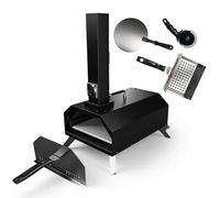 Outdoor Pizza Oven Karienvir, Portable Wood Fired Pizza Oven, Outdoor Use with Intergrated Thermometer & Pizza Stone, Dual Fuel 11" Pizza Maker, Foldable Stainless Outdoor Cooking Grill