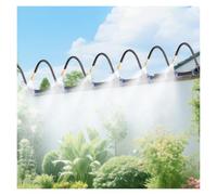Outdoor Plant Misting Water Irrigation Kit for Garden | Versatile Dust Suppression Fog Spray System, Farm/Workshop Cooling & Sterilization Use(20cm Nozzle,591ft(180m))