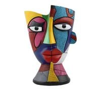 Outdoor Planter, Resin Flower Pot, Abstract Face, Hand Painted Plant Container, Decorative Art Style Indoor Outdoor Use for Desk, Balcony, Garden, Windowsill