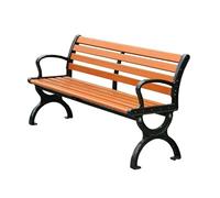 Outdoor Plastic Wood Bench with Cast Iron Backrest - Double Leisure Park Chair for Community Courtyards & Scenic Areas (150x55x77cm)