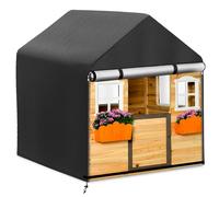 Outdoor Playhouse Cover - Waterproof, Windproof, 420D, Black (134 x 131 x 135 cm) with Drawstring and Zip Buckles