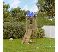 Outdoor Playset Natural Pine 131x52.5x208cm Solid Impregnated Wood Climb Tower