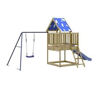Outdoor Playset Solid Impregnated Pine Wood Blue 494x235x228cm Kids Playhouse UK