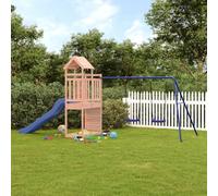 Outdoor playset solid pine Blue double swing wave slide 445x186x214cm age3-8 XL
