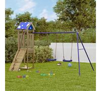 Outdoor Playset Solid Pinewood Blue 308 x 196 x 208 cm Double Swing ClimbWall XL