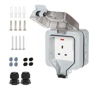 Outdoor Plug Socket Waterproof Single Socket Cover Outdoor Electrical Box Outside Plug Sockets Wire Case For Wall Electric Sockets With Outlet Wall And Switches Weatherproof IP66 Weatherproof 13A