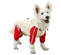 Outdoor Polyester Puppy Waterproof Glisten Four-Leg Raincoat Doggie Hooded Rain Gear Jumpsuit for Small Extral Small Dog Teddy, Pug, Chihuahua, Shih Tzu, Yorkshire Terriers B-red S