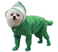 Outdoor Polyester Puppy Waterproof Glisten Full Body Four-Leg Raincoat Doggie Hooded Rain Gear Jumpsuit for Small Extral Small Dog Teddy, Pug, Chihuahua, Shih Tzu, Yorkshire Terriers A-Green 2XL
