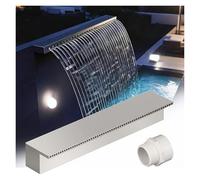 Outdoor Pool Fountain Waterfall 200-80cm Wide Backyard Patio Rock Waterfall with Overflow Wall-Mounted Design & Pipe Connector Kit (Outlet W 22in/56cm)