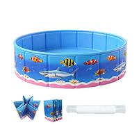 Outdoor Pool, Hard Round Tub with Sea Theme Print - Folding Pool without Inflation with Fun Designs | for Children Girls Small Dogs Yard Garden Terrace Lawn