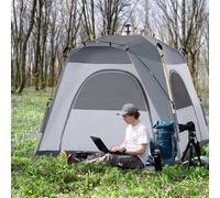 Outsunny Four Man Pop Up Tent Automatic Camping Backpacking Dome Shelter, Green