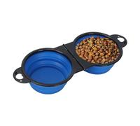 Outdoor Portable Foldable Double Pet Bowl, Food Grade Silicone Pet Dish, Easy Space Saving and Easy to Clean, Durable Tear Resistant, for Travel, Hiking, and Outdoor Adventures