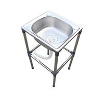 Outdoor Portable Kitchen Sink Unit Free Standing Utility Sink with Plastic Drainage Single Bowl 29" Height Perfect for Camping Farmhouse Cafe Shop and Hospital (48 * 35 * 75cm)