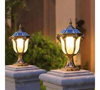 Outdoor Post Caps Light with Solar Powered 17.71" Solar LED Column Caps Lamps Rustic Bronze Fence Pillar Lamps IP65 Waterproof Deck Post Bollard Lighting Lawn Landscape Lawn Garage Yard Path Lamps